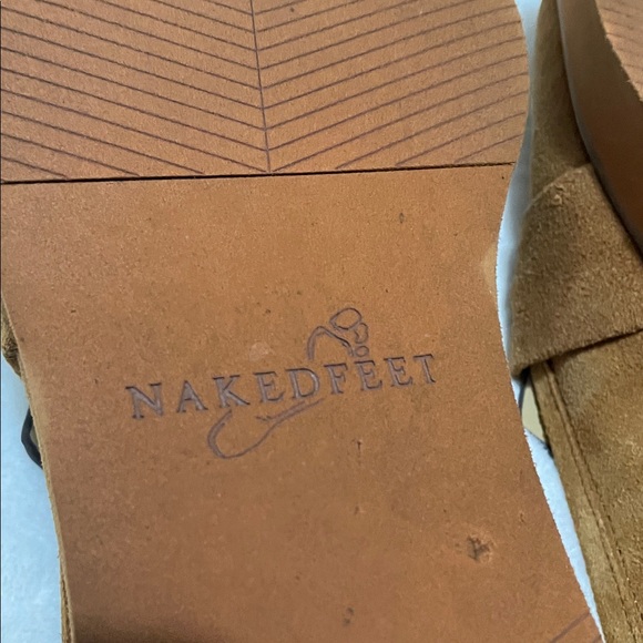 Naked Feet Tan Suede Elect Platform Mules Sz 10M - Picture 7 of 9